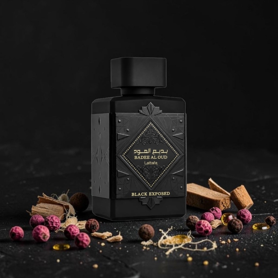 Black exposed Lattafa badee al oud